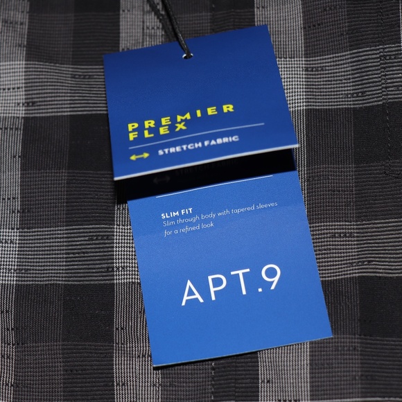 *Apt.9 Men's  Slim Fit Black & Gray Short Sleeve  Button Down Shirt - Picture 8 of 11